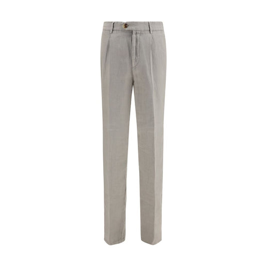 Casual Pants by Brunello Cucinelli for men in linen gray features an refined tailoring silhouette, showcasing a premium regular-fit with a and long cut for a refined tailoring look.