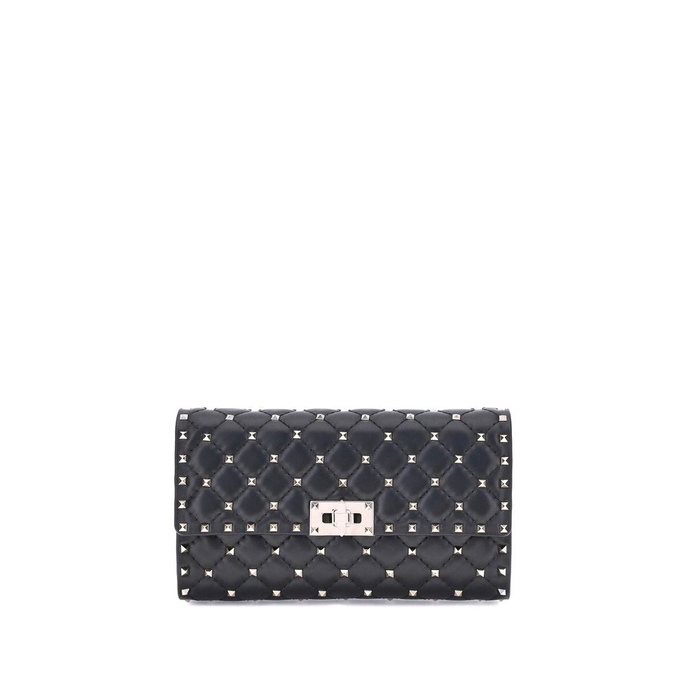 Quilted Shoulder Bag by Valentino Garavani for women in bos taurus nappa leather black, patterned & signature presents a versatile silhouette, showcasing a secure and versatile cardholder with versatile shoulder-strap for a sophisticated look.