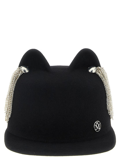 Maison Michel Jamie Wool Felt & Crystal Hat - Black