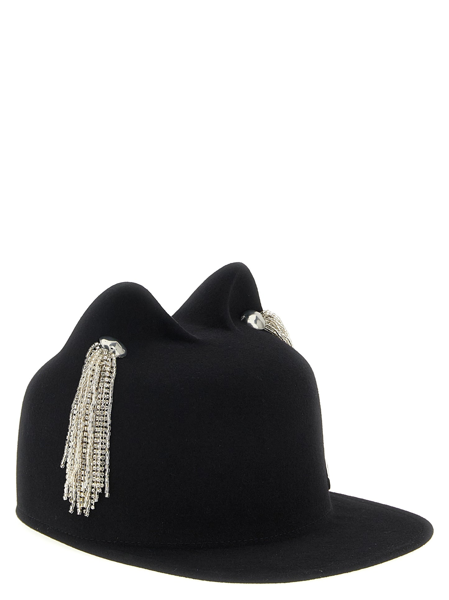 Maison Michel Jamie Wool Felt & Crystal Hat - Black