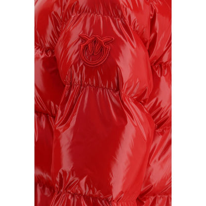 Hooded Puffer Jacket by PINKO for women in polyamide & polyester multicolor features a city-ready silhouette, detailed with pockets, hooded & insulated and a city-ready hooded neckline.