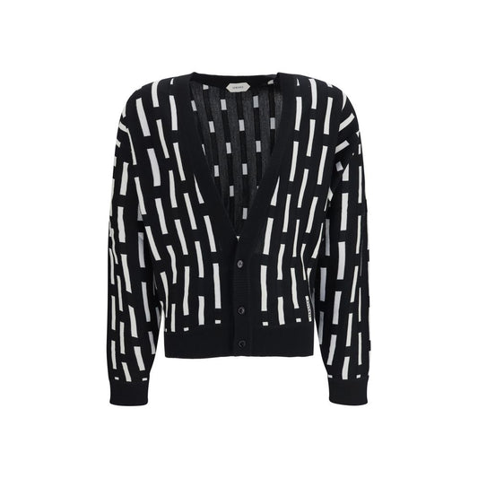 Cardigan by Versace for men in wool multicolor features a nuanced silhouette with a refined and nuanced detailing for a sophisticated look.