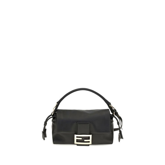 Shoulder Drawstring Baguette Bag by Fendi for women in nappa leather black & gold showcases a enviable silhouette, artfully detailed with a secure flap, drawstring, magnetic & button, organized , and versatile shoulder-strap & handle for a enviable look.