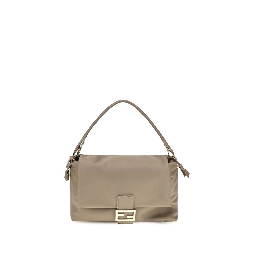 Shoulder Drawstring Baguette Bag by Fendi for women in bos taurus calf nappa leather beige features a effortless chic silhouette with a secure flap, drawstring, magnetic & button, ample , and versatile shoulder-strap & handle for a effortless chic finish.