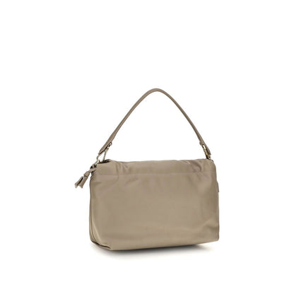 Shoulder Drawstring Baguette Bag by Fendi for women in bos taurus calf nappa leather beige presents a versatile silhouette, showcasing a secure flap, drawstring, magnetic & button and versatile with versatile shoulder-strap & handle for a sophisticated look.