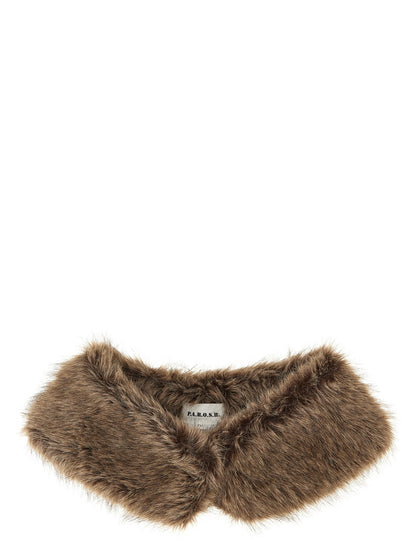 P.A.R.O.S.H. Polyester Faux Fur Scarf - Brown