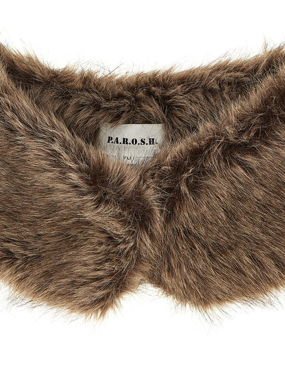 P.A.R.O.S.H. Polyester Faux Fur Scarf - Brown