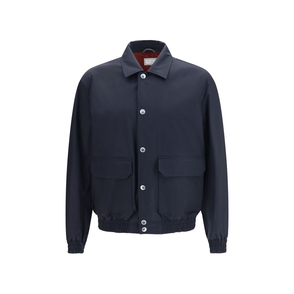 This Jacket by Brunello Cucinelli for men in cupro virgin wool & silk blue & natural showcases a magnificent silhouette, meticulously crafted with a distinctive and functional lightweight & pockets for a magnificent finish.