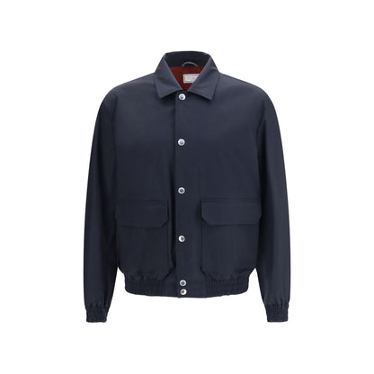 This Jacket by Brunello Cucinelli for men in cupro virgin wool & silk blue & natural showcases a magnificent silhouette, meticulously crafted with a distinctive and functional lightweight & pockets for a magnificent finish.