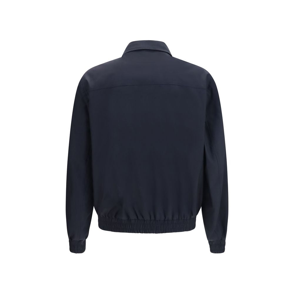 Jacket by Brunello Cucinelli for men in cupro virgin wool & silk blue & natural features an utilitarian silhouette with a refined , showcasing sophisticated lightweight & pockets for an utilitarian aesthetic.