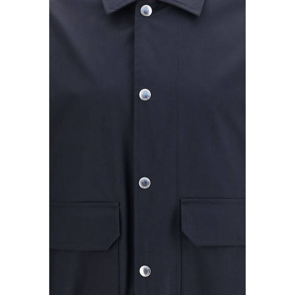 Jacket by Brunello Cucinelli for men in cupro virgin wool & silk blue & natural showcases a contemporary silhouette, detailed with a contemporary and premium lightweight & pockets for a sophisticated finish.