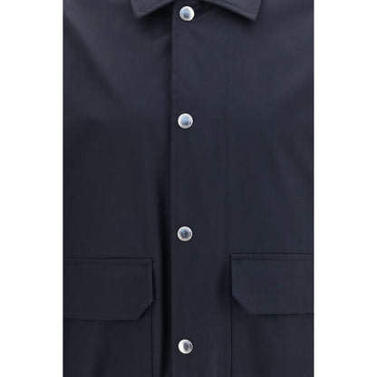 Jacket by Brunello Cucinelli for men in cupro virgin wool & silk blue & natural showcases a contemporary silhouette, detailed with a contemporary and premium lightweight & pockets for a sophisticated finish.