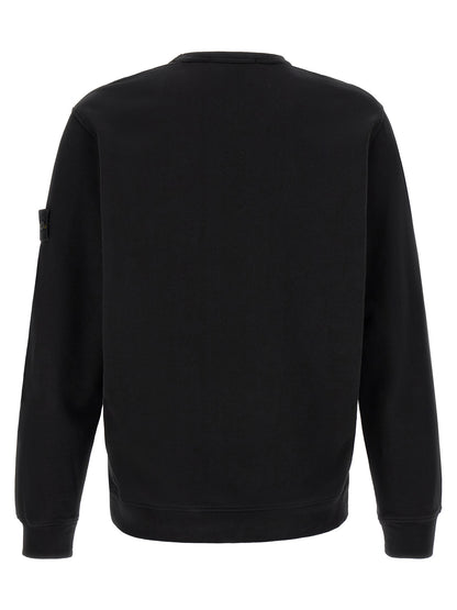 Sweatshirt by Stone Island for men in stretch cotton black features an magnificent silhouette, showcasing a sophisticated crew neckline and detail for a truly magnificent finish.