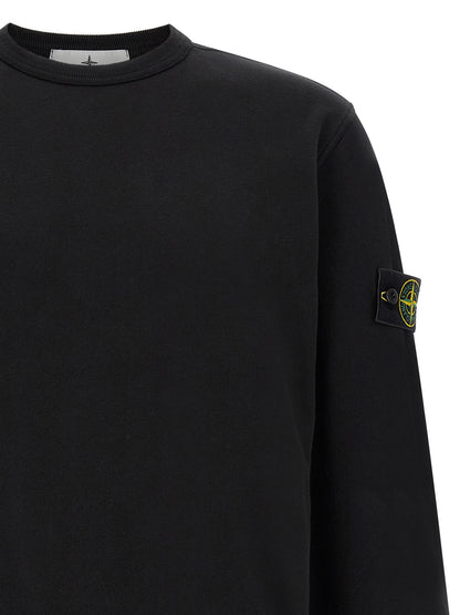 Sweatshirt by Stone Island for men in stretch cotton black features an exquisite silhouette, showcasing and crew neckline details for a exquisite look.