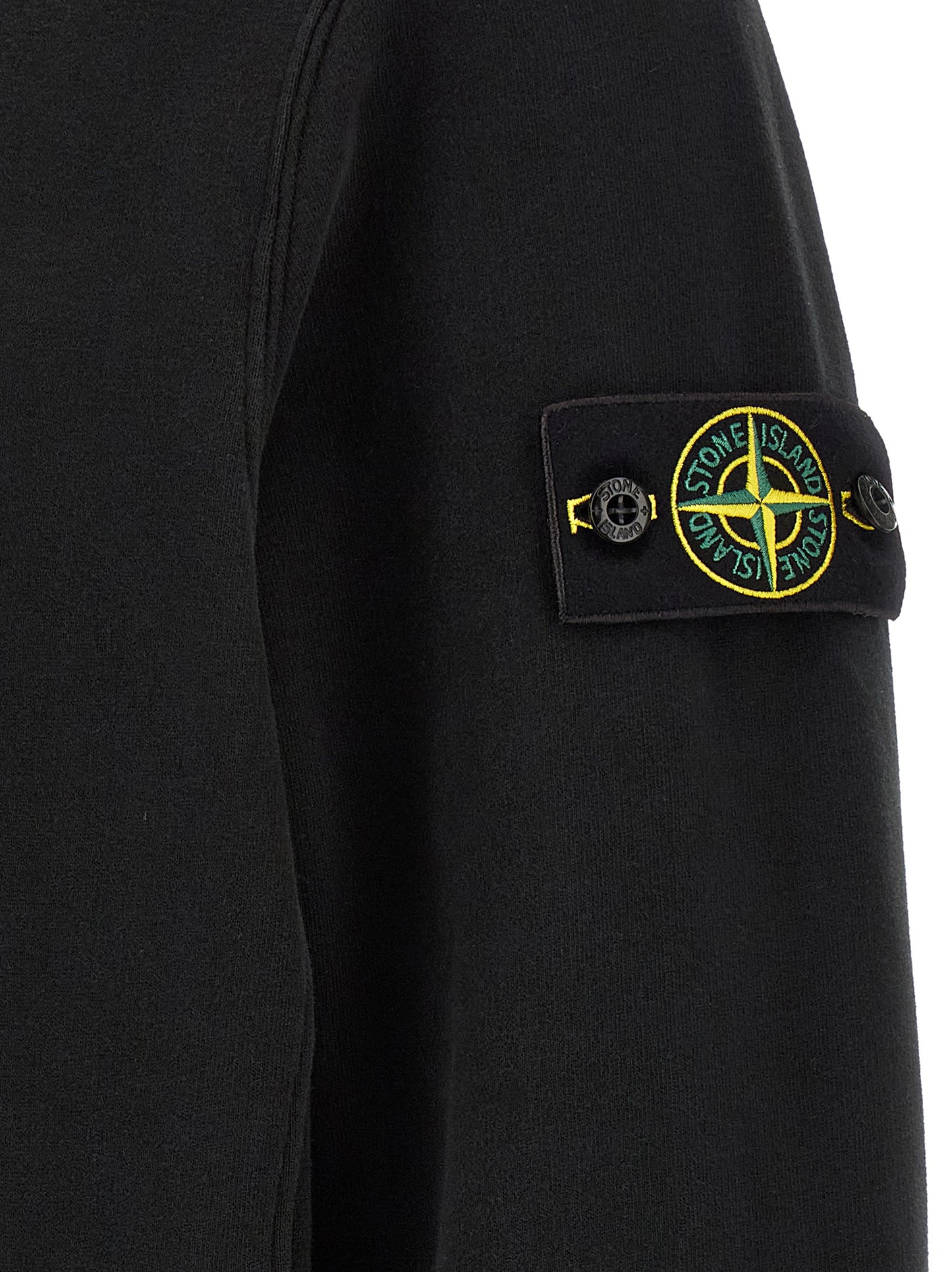 Sweatshirt Hoodie by Stone Island for men in stretch cotton black features a authentic silhouette, showcasing a sophisticated and authentic detail for a refined finish.