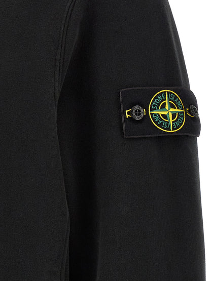 Sweatshirt Hoodie by Stone Island for men in stretch cotton black features a authentic silhouette, showcasing a sophisticated and authentic detail for a refined finish.