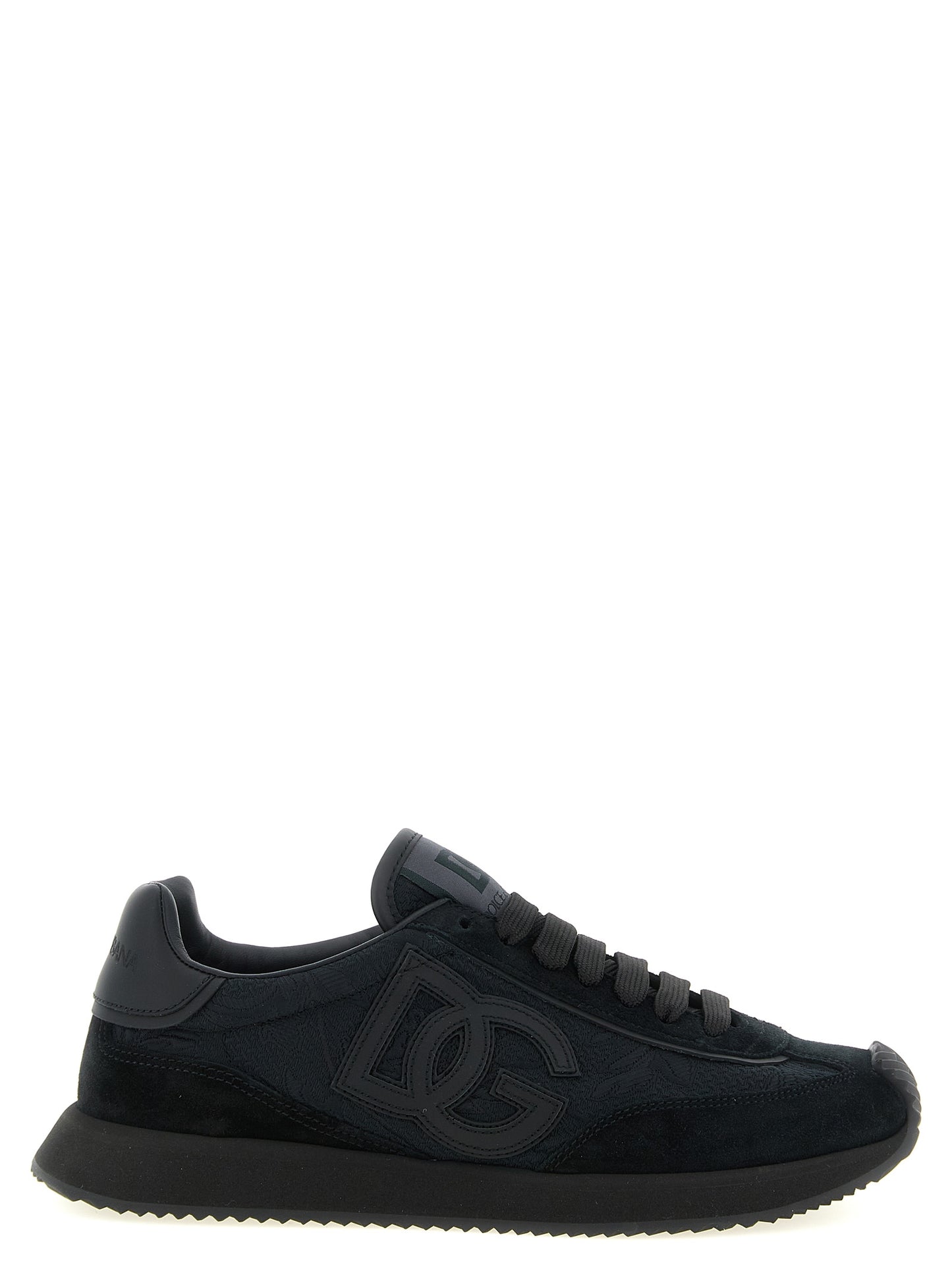 Dolce & Gabbana Women's Athletic Silk Cotton Polyester Suede Leather Sneakers - Black