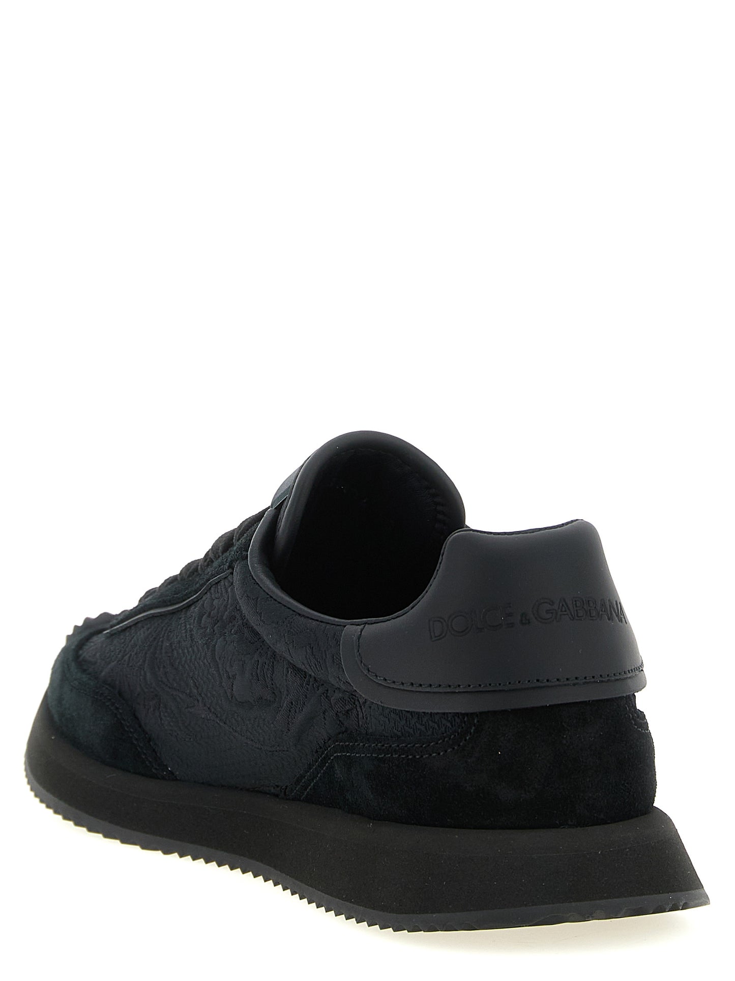 Dolce & Gabbana Women's Athletic Silk Cotton Polyester Suede Leather Sneakers - Black