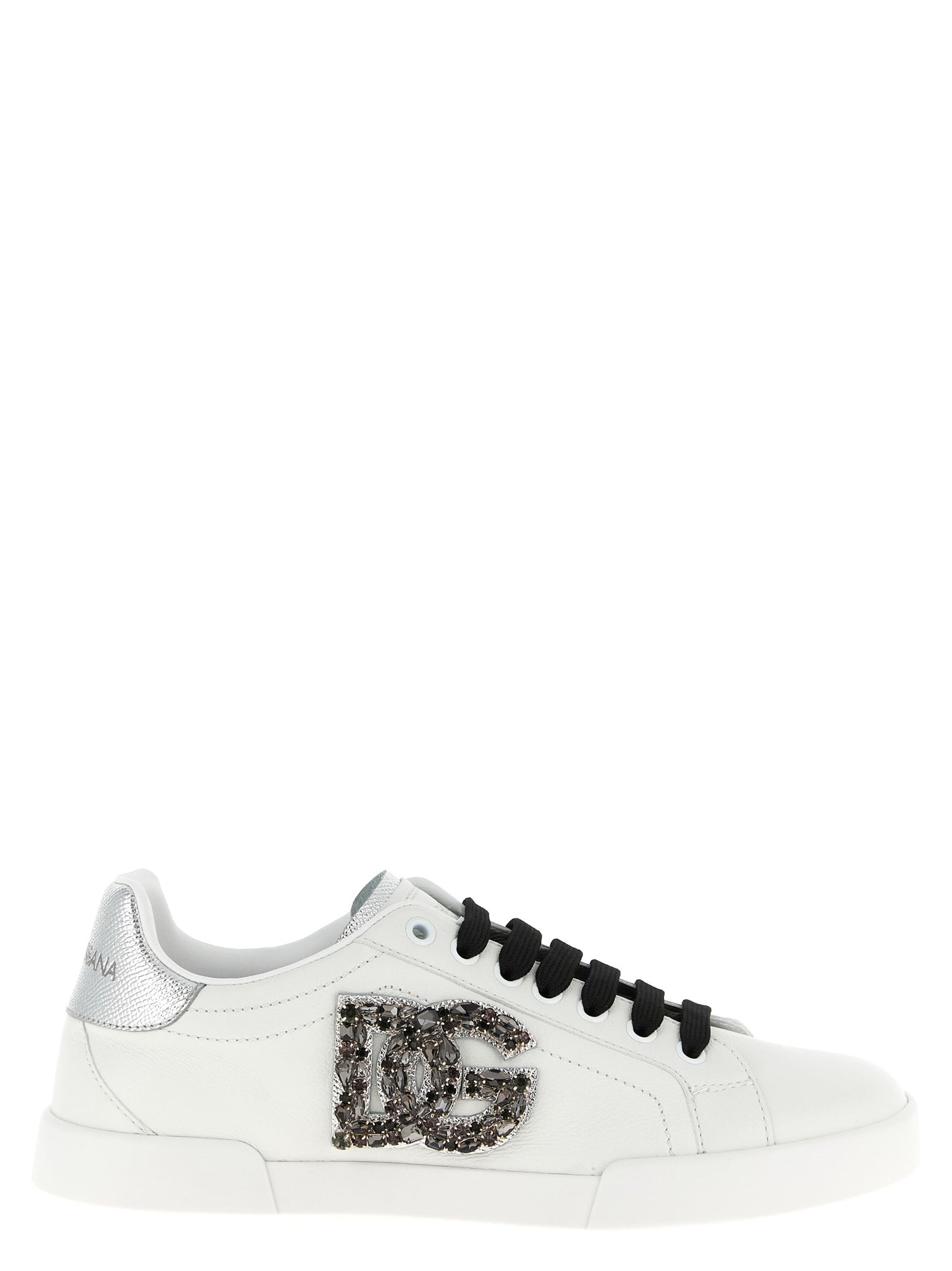Sneakers by Dolce & Gabbana for women in dauphine calfskin leather black & silver features a chic design, perfectly showcasing the chic low-top style of this Women's Low Top Dauphine Calfskin Leather Sneakers.