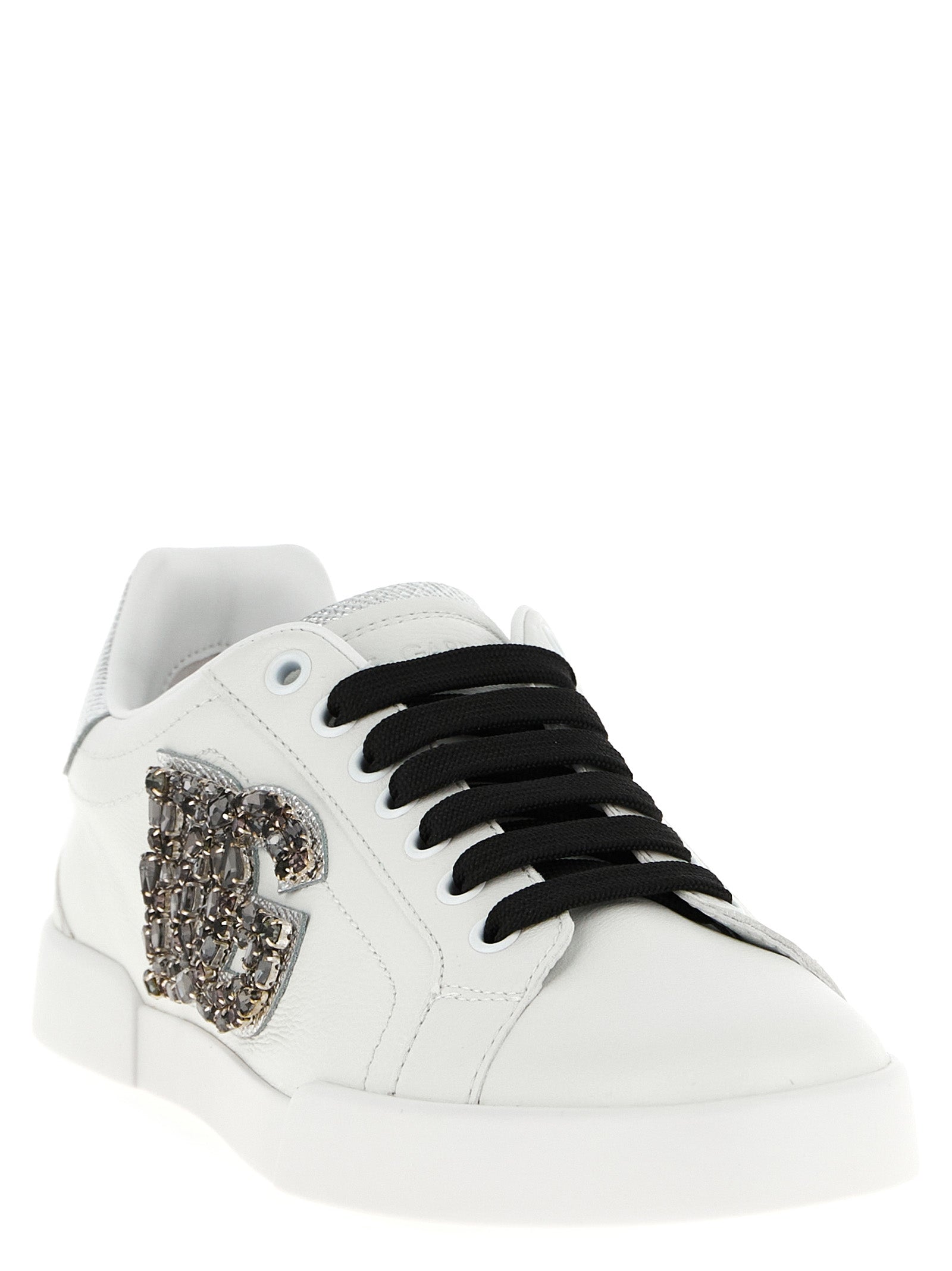 Sneakers by Dolce & Gabbana for women in dauphine calfskin leather black & silver presents a on trend silhouette from the Women's Low Top Dauphine Calfskin Leather Sneakers collection, showcasing a on trend low-top style for an elevated aesthetic.