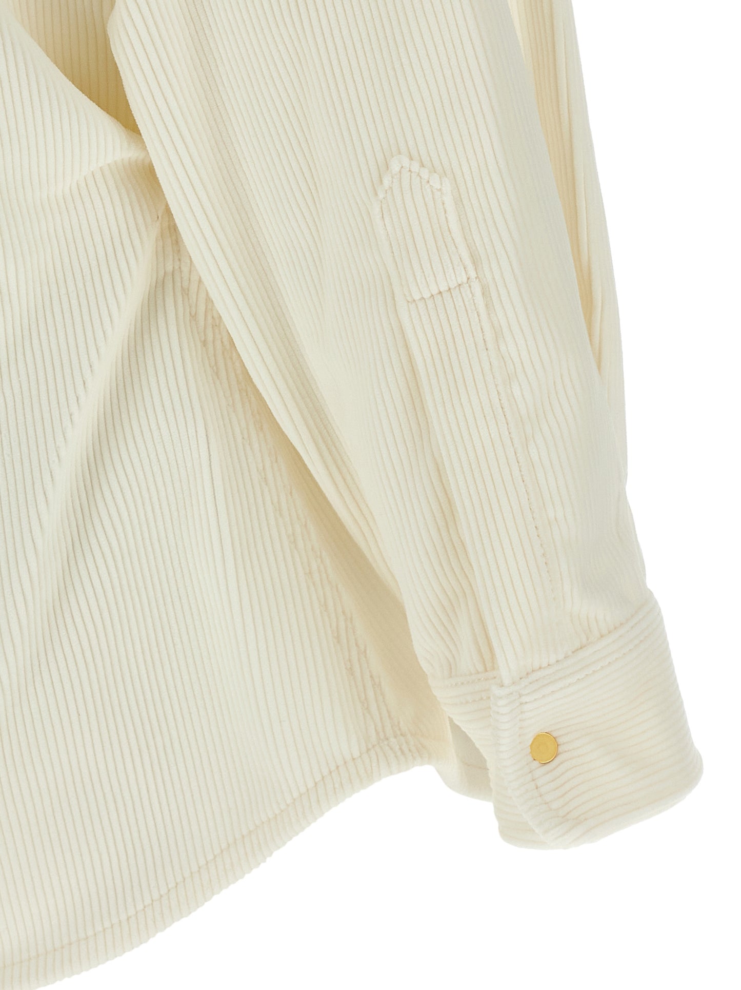 Blouse by Darkpark for women in cotton corduroy gold, ivory & white showcases a sharp silhouette, elegantly detailed with a sharp and sharp .