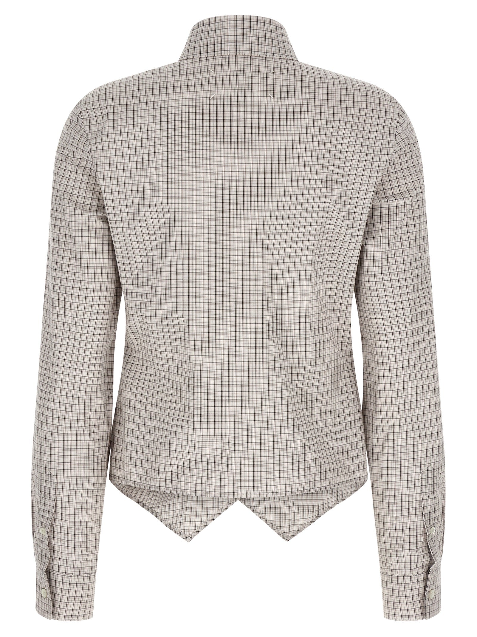 Blouse by Maison Margiela for women in cotton beige & patterned features an architectural silhouette with a refined and elegant for a architectural look.