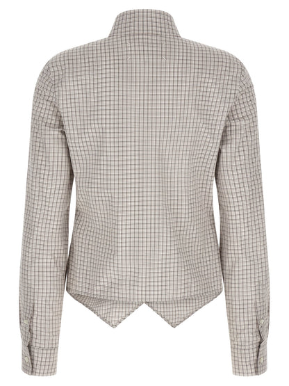 Blouse by Maison Margiela for women in cotton beige & patterned features an architectural silhouette with a refined and elegant for a architectural look.