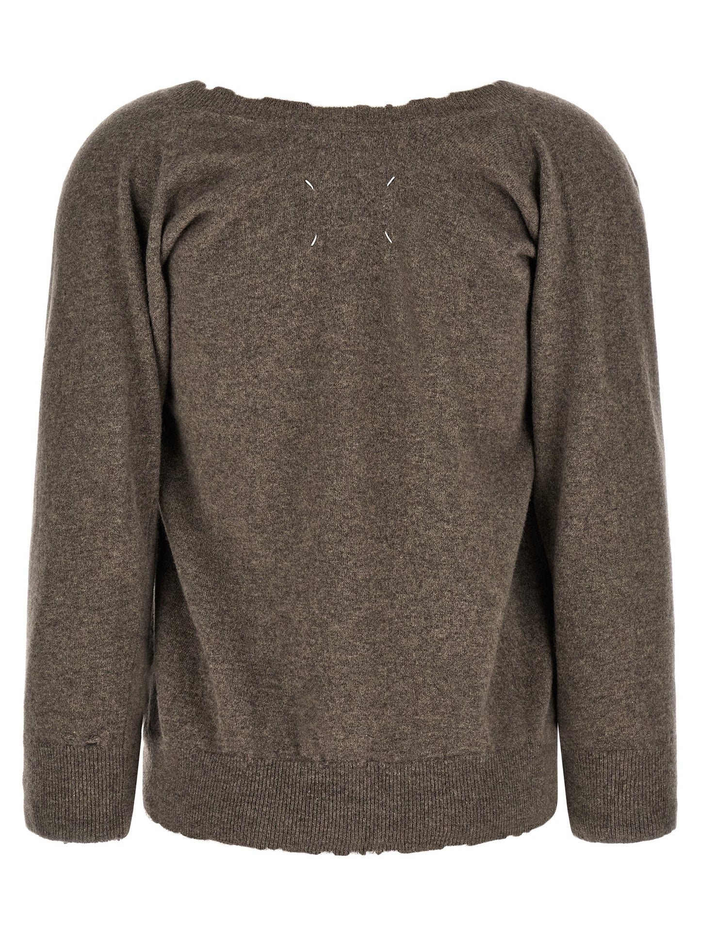 Cardigan by Maison Margiela for women in virgin wool brown features an crisp silhouette, showcasing a sophisticated and detail for a truly crisp finish.