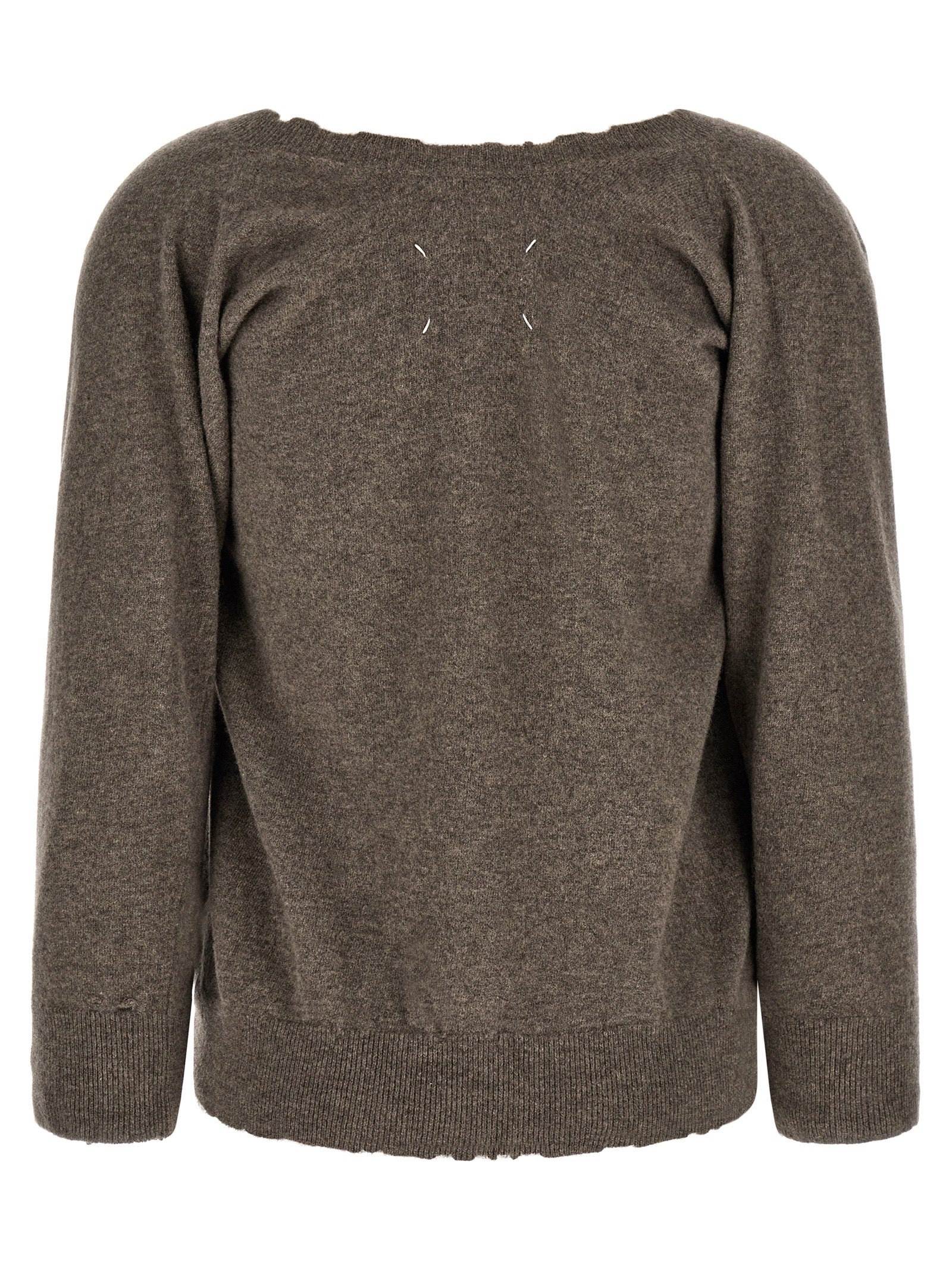 Cardigan by Maison Margiela for women in virgin wool brown features an crisp silhouette, showcasing a sophisticated and detail for a truly crisp finish.