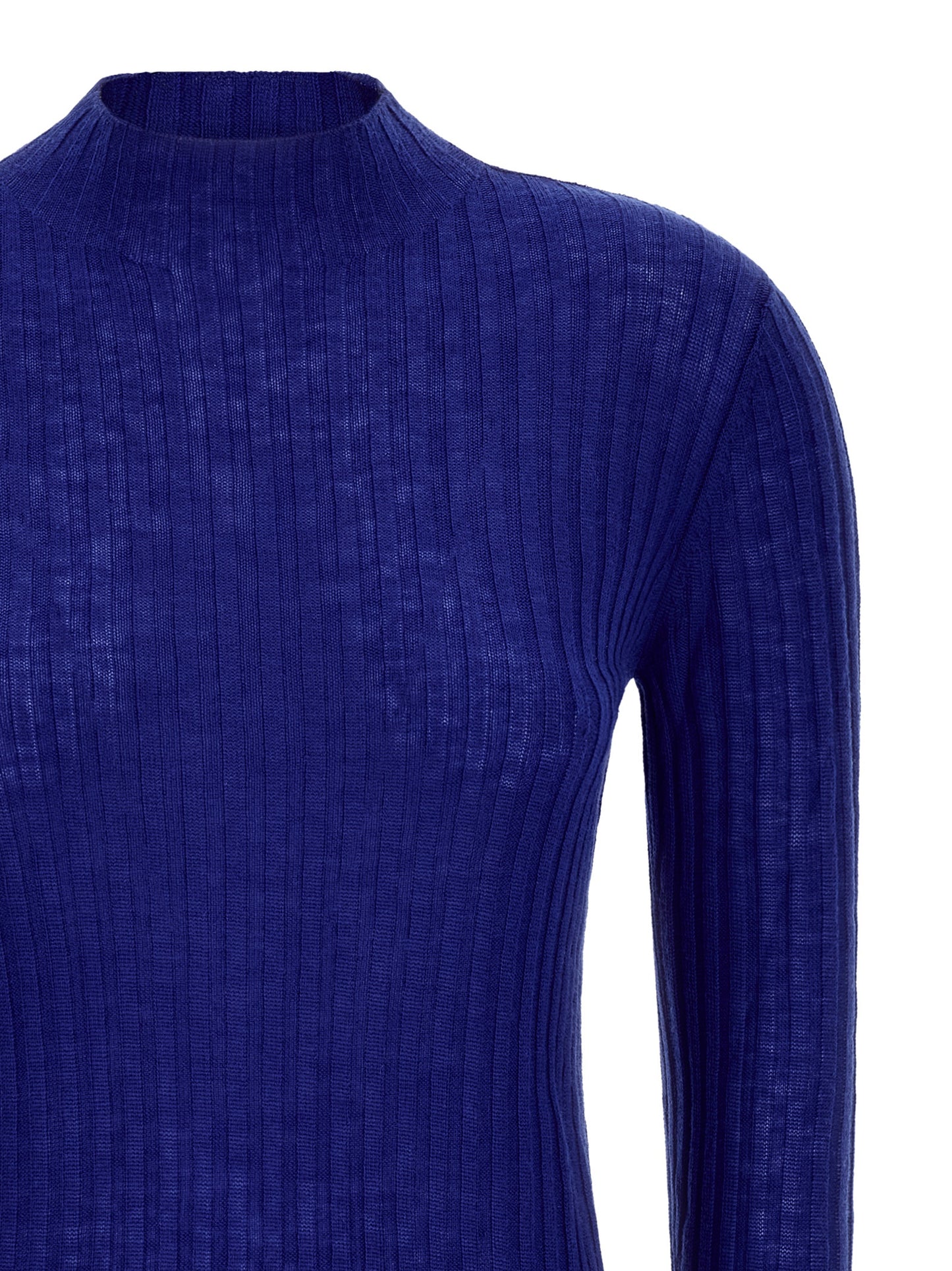 Cardigan by PINKO for women in wool blue presents a textural silhouette, artfully finished with a textural mock neckline and for a sophisticated, textural look.