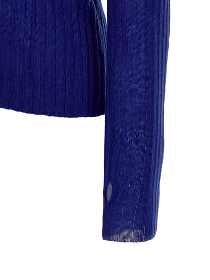 Cardigan by PINKO for women in wool blue showcases a luxurious silhouette, meticulously detailed with a sophisticated and for a refined finish.