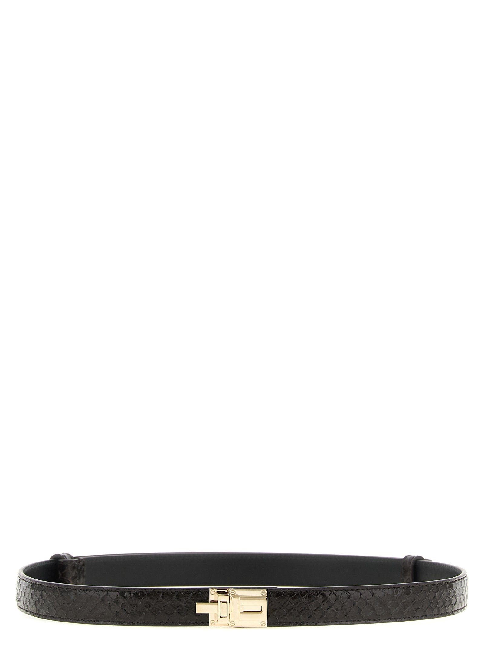 Belt by Tom Ford for women in calfskin python leather brown, gold & print features a versatile silhouette, artfully showcasing the versatile design of the Calfskin Python Leather Belt for a sophisticated, premium finish.
