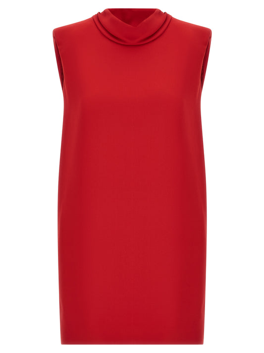 Dress by Valentino Garavani for women in silk multicolor & red features an magnificent silhouette, artfully detailed with a magnificent and sleeveless that flows into an magnificent short.
