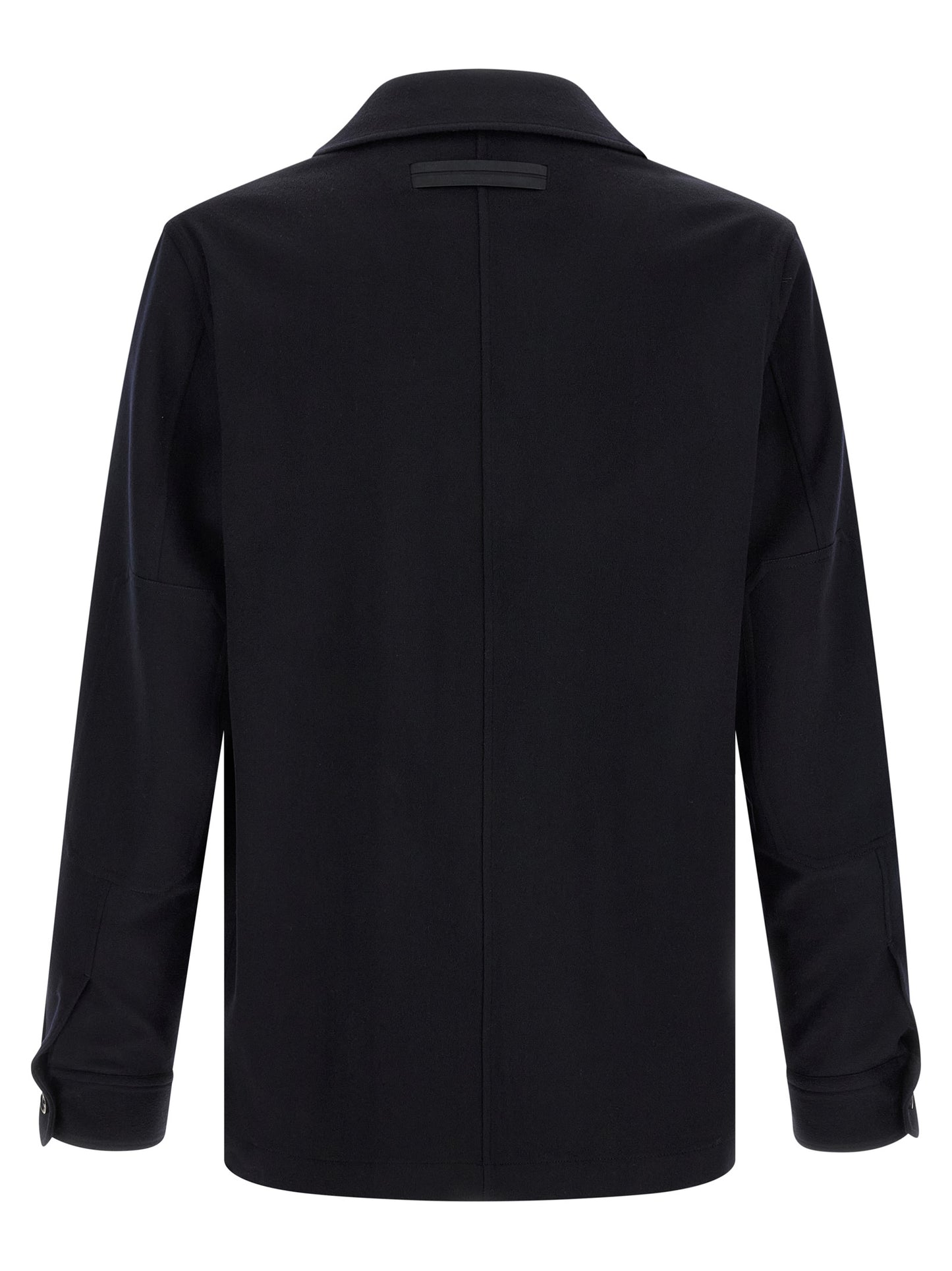 Overshirt by ZEGNA for men in cashmere dark-blue features an architectural silhouette with a refined and elegant for a architectural look.