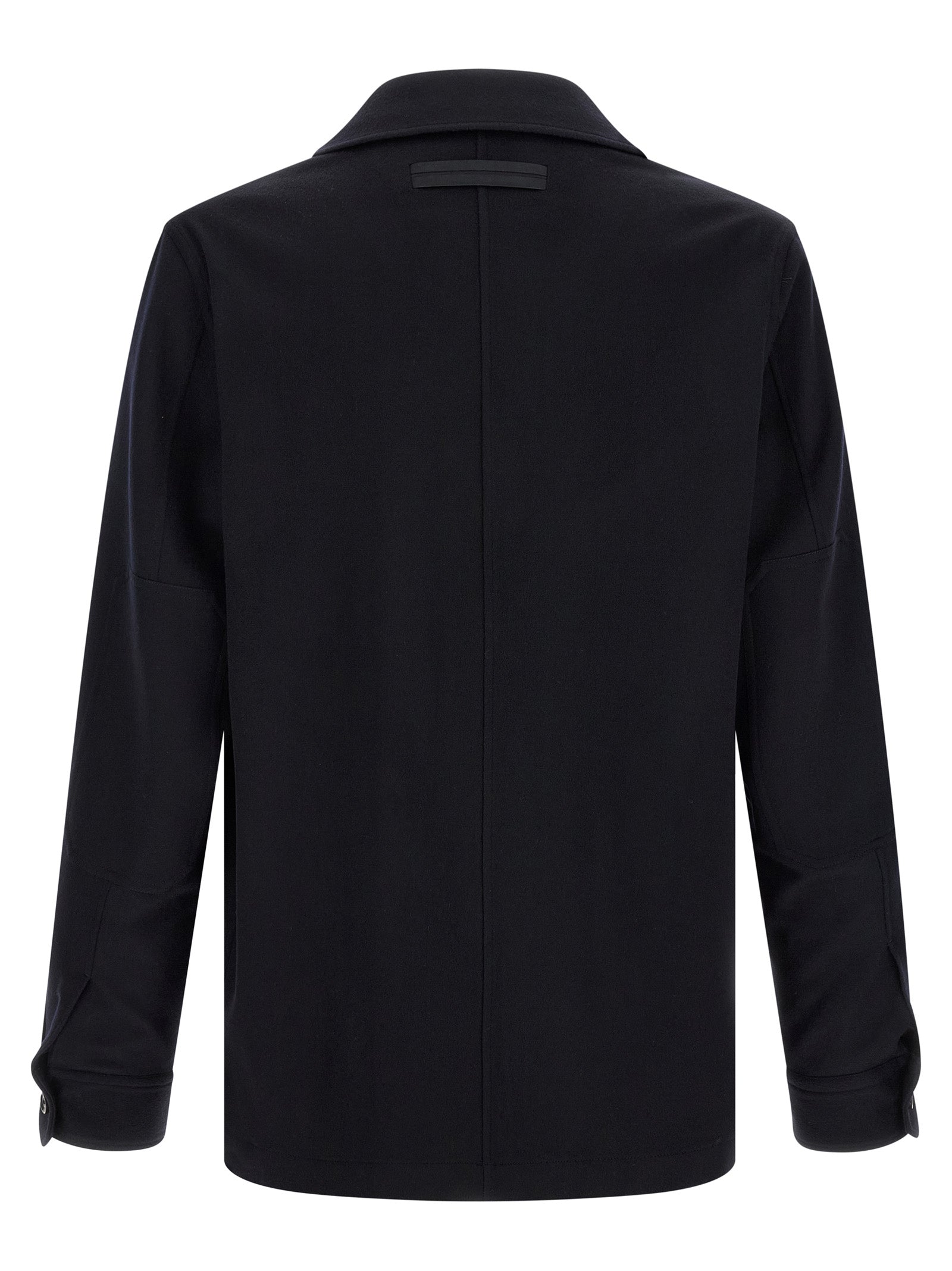 Overshirt by ZEGNA for men in cashmere dark-blue features an architectural silhouette with a refined and elegant for a architectural look.