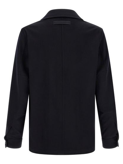 Overshirt by ZEGNA for men in cashmere dark-blue features an architectural silhouette with a refined and elegant for a architectural look.