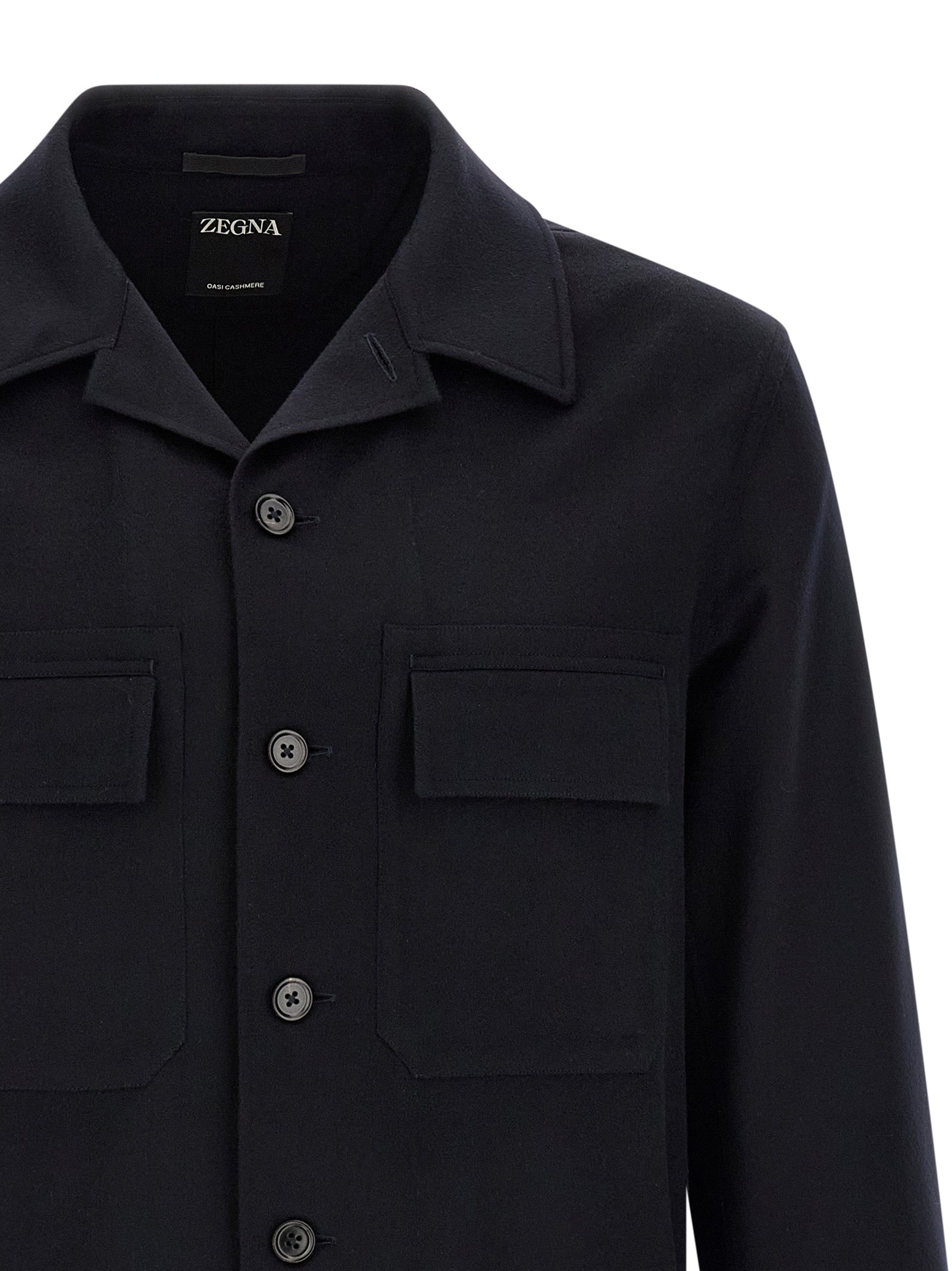 Overshirt by ZEGNA for men in cashmere dark-blue features an polished silhouette, showcasing a sophisticated and detail for a truly polished finish.