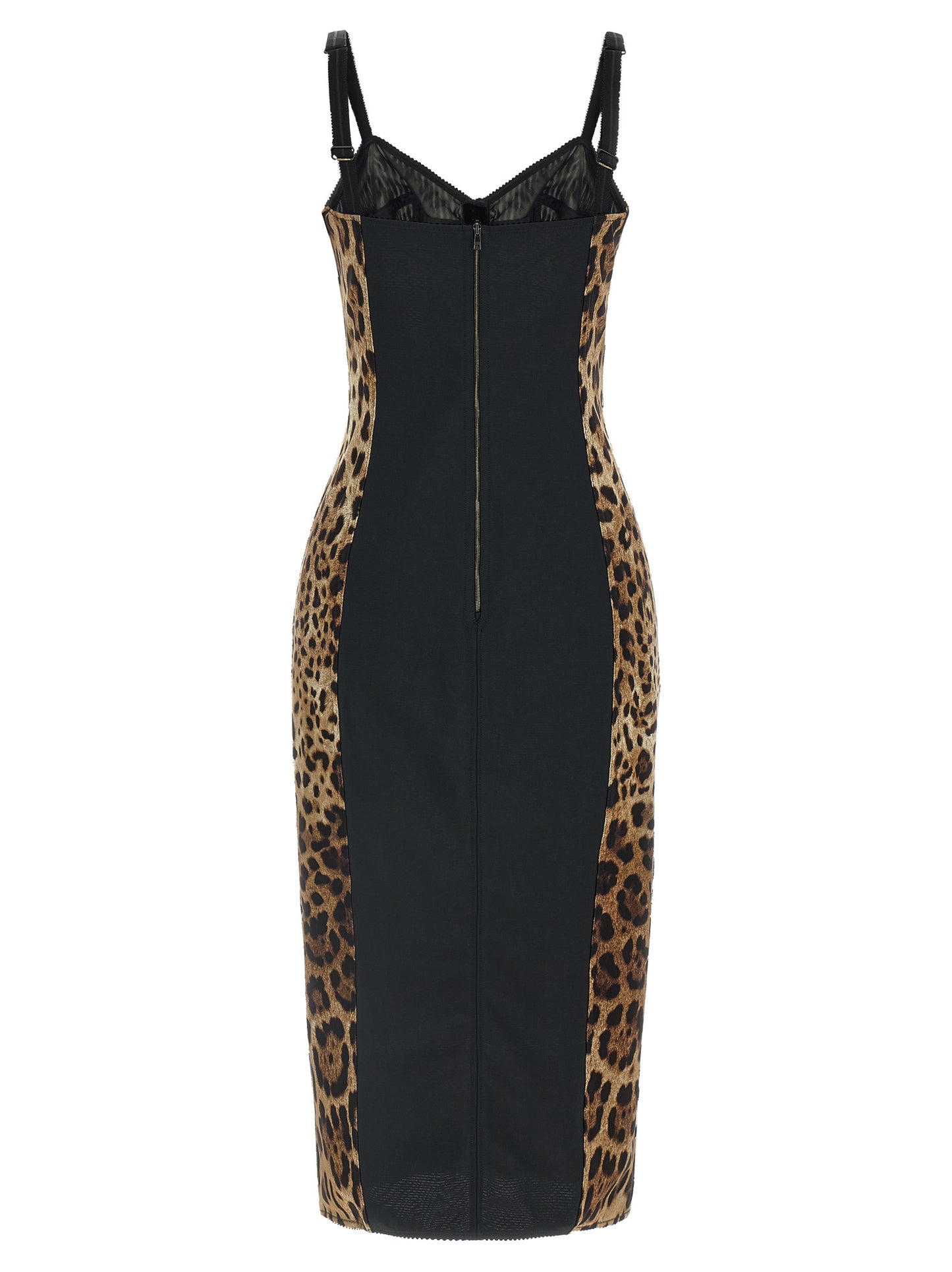 Dolce & Gabbana Women's Sweetheart Neck Stretch Polyamide Dress - Animal Black Brown Print