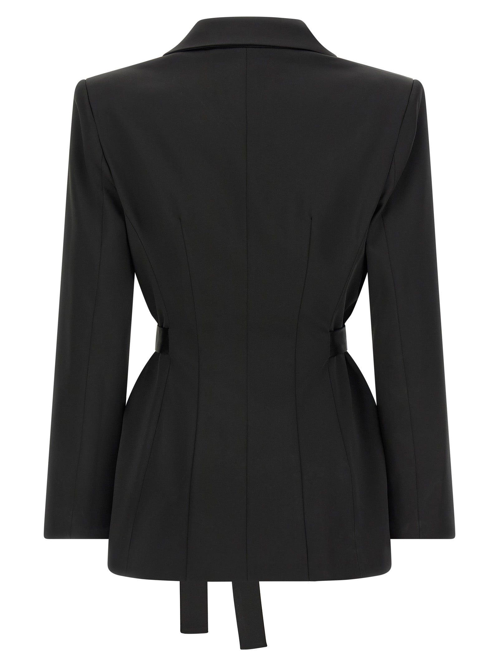 Blazer by Elisabetta Franchi for women in polyester satin black, gold & signature presents a distinguished silhouette, detailed with a distinguished and distinctive for a truly sophisticated finish.