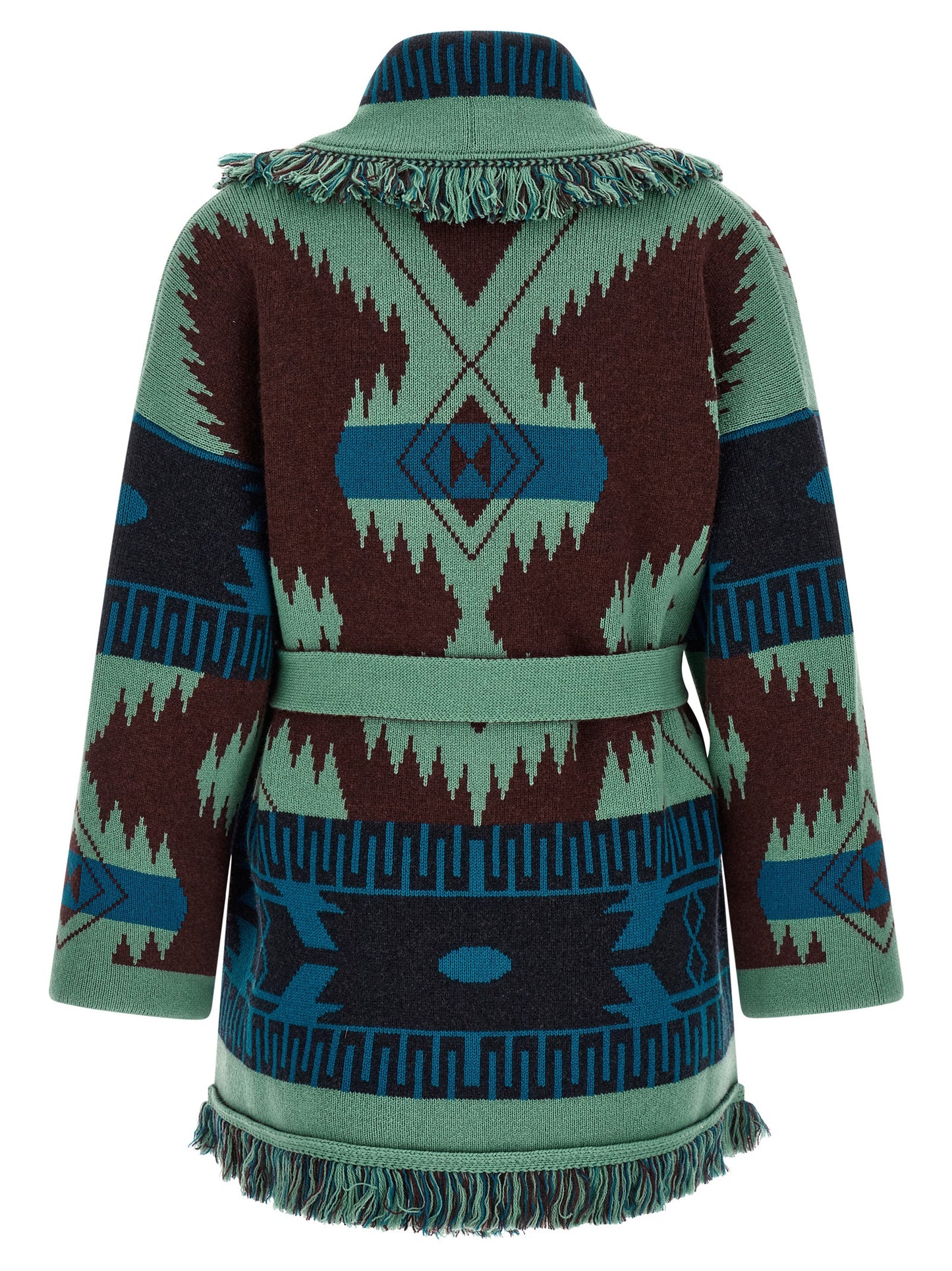 Cardigan by Alanui for women in cashmere multicolor, patterned & jacquard features a nuanced silhouette with a refined wrap shawl-collar neckline and nuanced detailing for a sophisticated look.