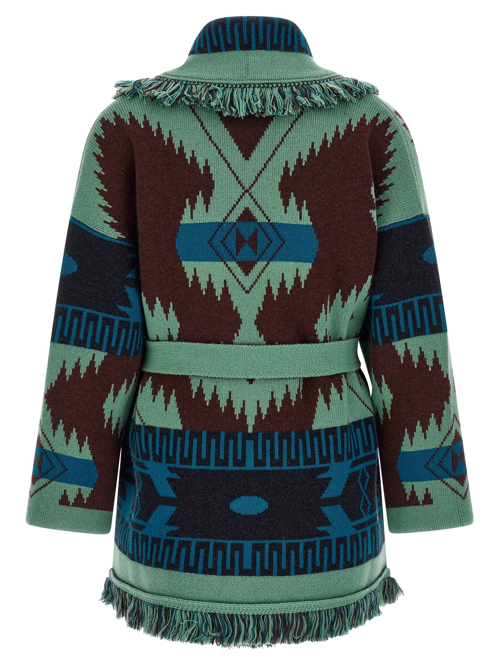 Cardigan by Alanui for women in cashmere multicolor, patterned & jacquard features a nuanced silhouette with a refined wrap shawl-collar neckline and nuanced detailing for a sophisticated look.