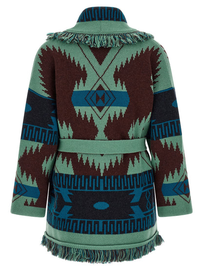 Cardigan by Alanui for women in cashmere multicolor, patterned & jacquard features a nuanced silhouette with a refined wrap shawl-collar neckline and nuanced detailing for a sophisticated look.