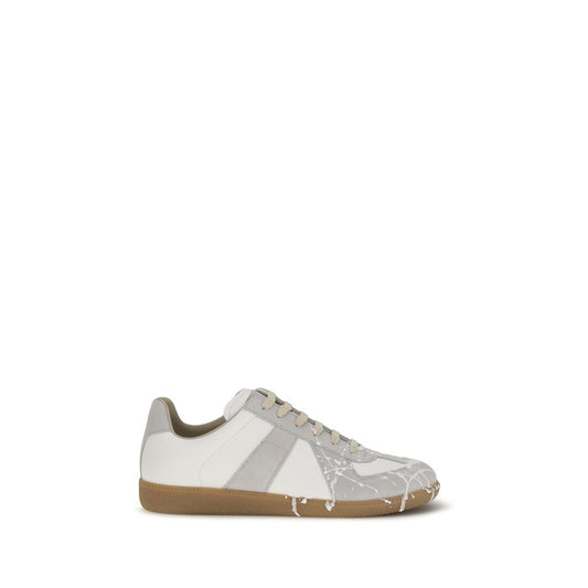 Sneakers by Maison Margiela for men in bos taurus calf suede leather gray & signature features a chic design, perfectly showcasing the chic low-top style of this Men's Low Top Bos Taurus Calf Suede Leather Sneakers.