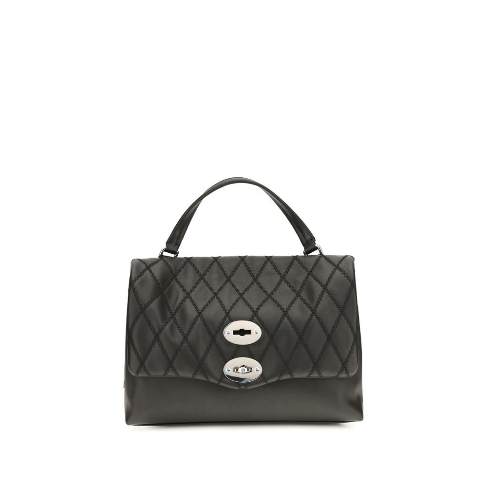 Compact Shoulder Bag by Zanellato for women in bos taurus calf leather black & signature showcases a enviable silhouette, artfully detailed with a secure , organized , and versatile shoulder-strap & handle for a enviable look.