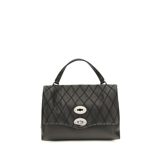 Compact Shoulder Bag by Zanellato for women in bos taurus calf leather black & signature showcases a enviable silhouette, artfully detailed with a secure , organized , and versatile shoulder-strap & handle for a enviable look.