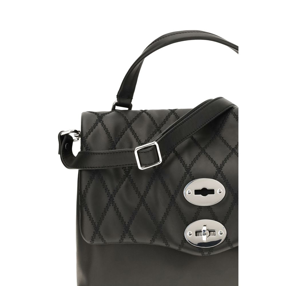 Compact Shoulder Bag by Zanellato for women in bos taurus calf leather black & signature presents a versatile silhouette, showcasing a secure and versatile with versatile shoulder-strap & handle for a sophisticated look.