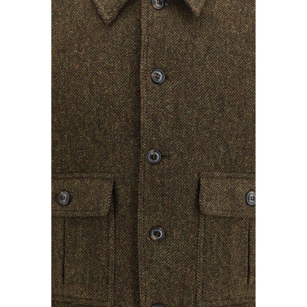 Bomber Jacket by Valstar for men in polyester & virgin wool bicolour showcases a bohemian silhouette, artfully detailed with a bohemian and signature pockets & insulated for a truly bohemian finish.