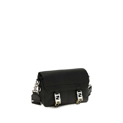 Crossbody Messenger Shoulder Bag by Fendi for men in bos taurus calfskin leather black & natural features a effortless chic silhouette with a secure flap & clasp, ample built-in-compartments, and versatile crossbody-strap, shoulder-strap & adjustable-strap for a effortless chic finish.