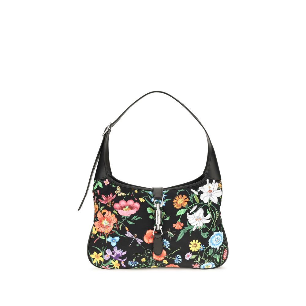 Medium Shoulder Handbag by Gucci for women in nylon leather multicolor, palladium, signature & print features an refined silhouette, showcasing a secure , ample , and versatile shoulder-strap for a sophisticated refined aesthetic.