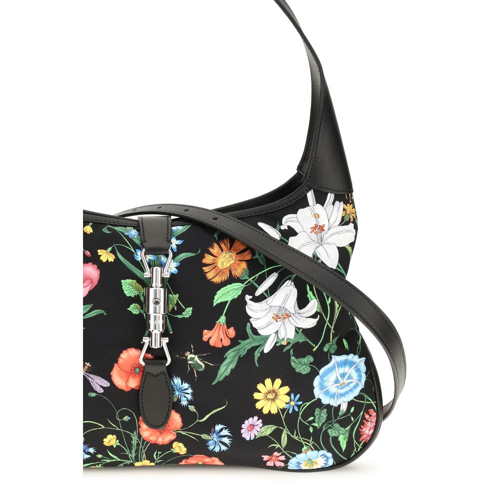 Medium Shoulder Handbag by Gucci for women in nylon leather multicolor, palladium, signature & print features a signature silhouette, showcasing a secure and signature with versatile shoulder-strap for a sophisticated look.